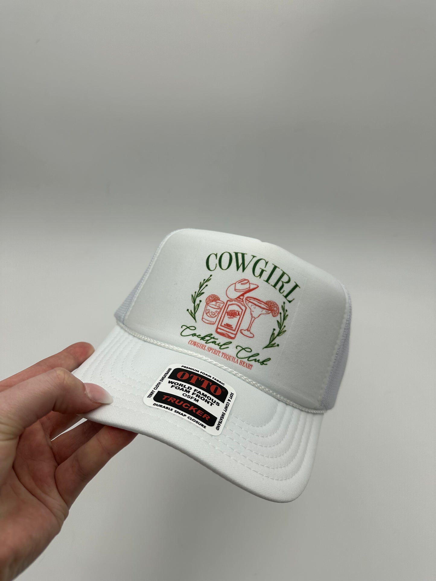 Cowgirl cocktail club trucker hat
