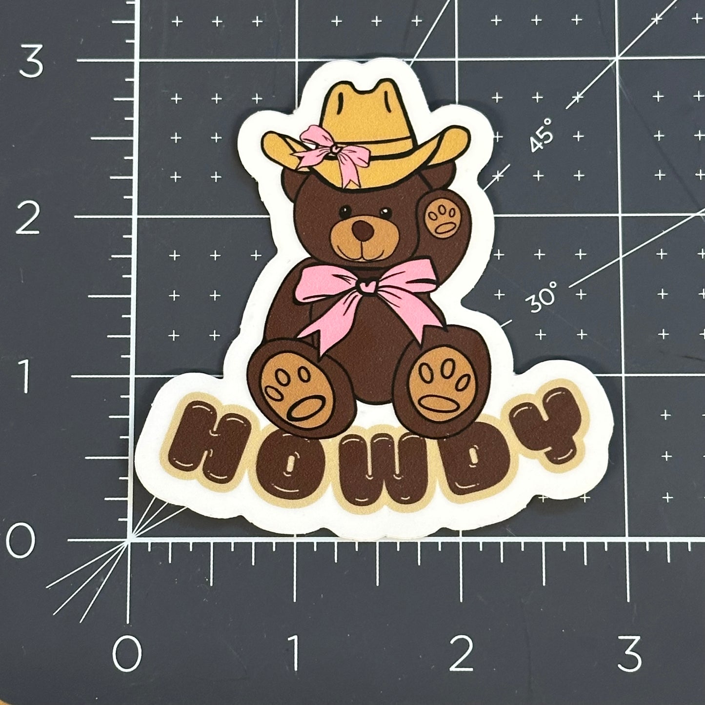 Howdy cowboy teddy bear sticker