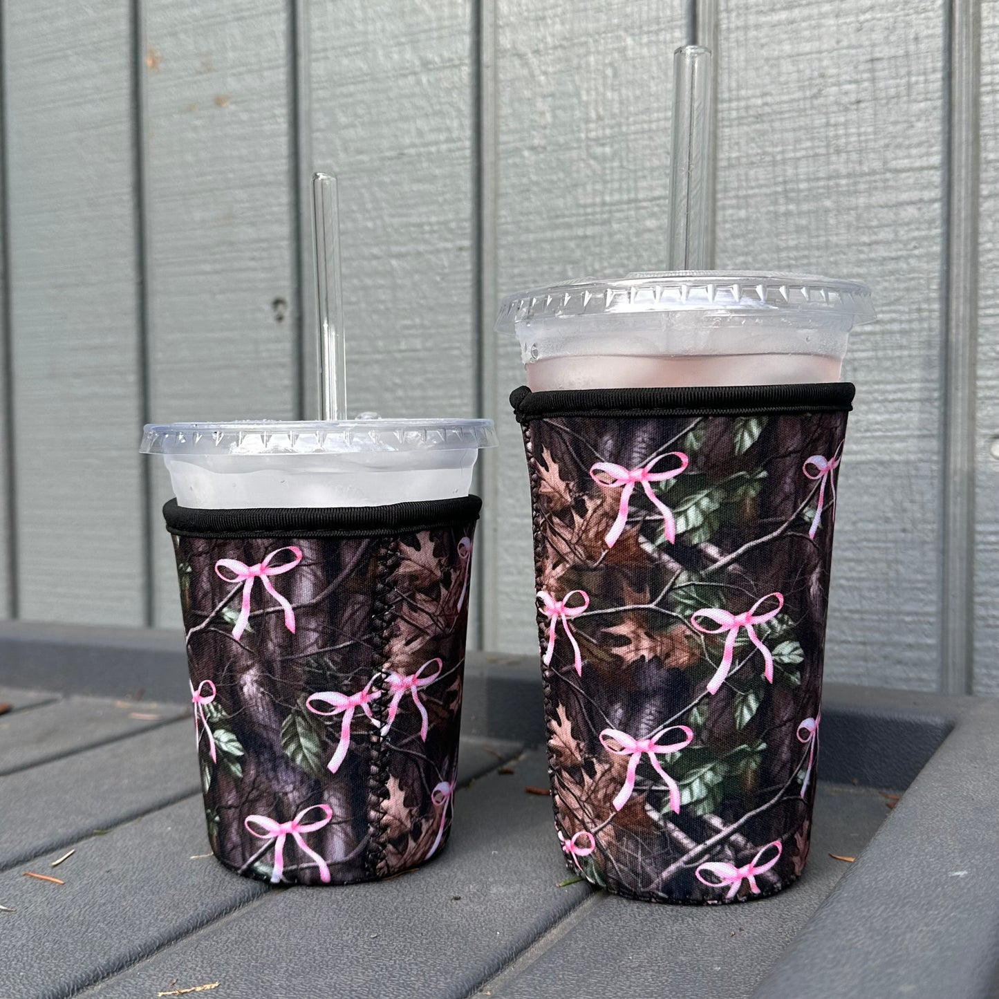 Camo Bow Iced Coffee Cover | Iced Coffee Koozie