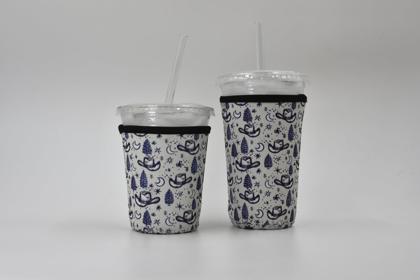 Cowboy Hat & Stars Coffee Sleeve | Reusable Neoprene Iced Coffee Cup Cover (16–24oz)