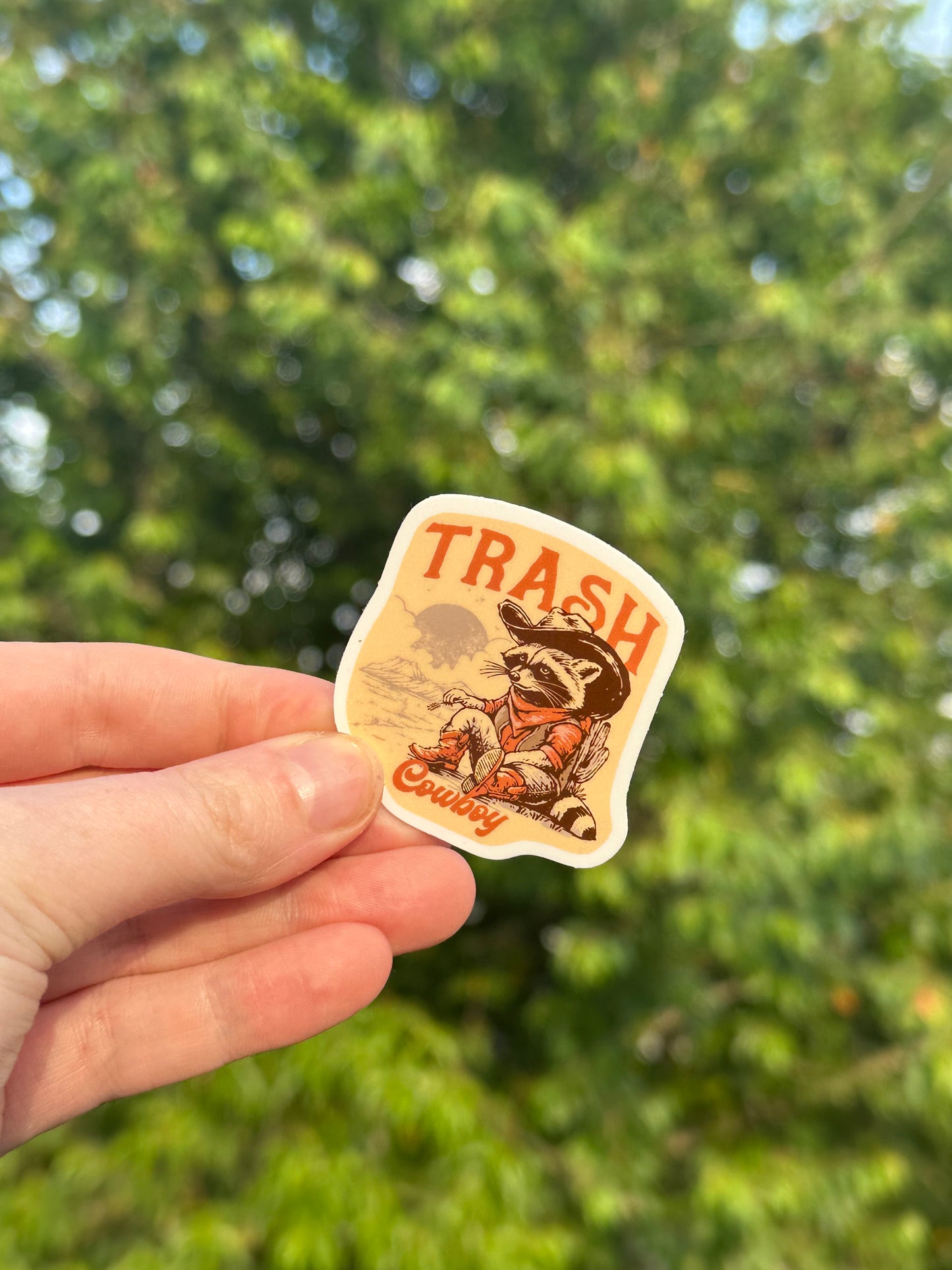 Trash cowboy raccoon sticker