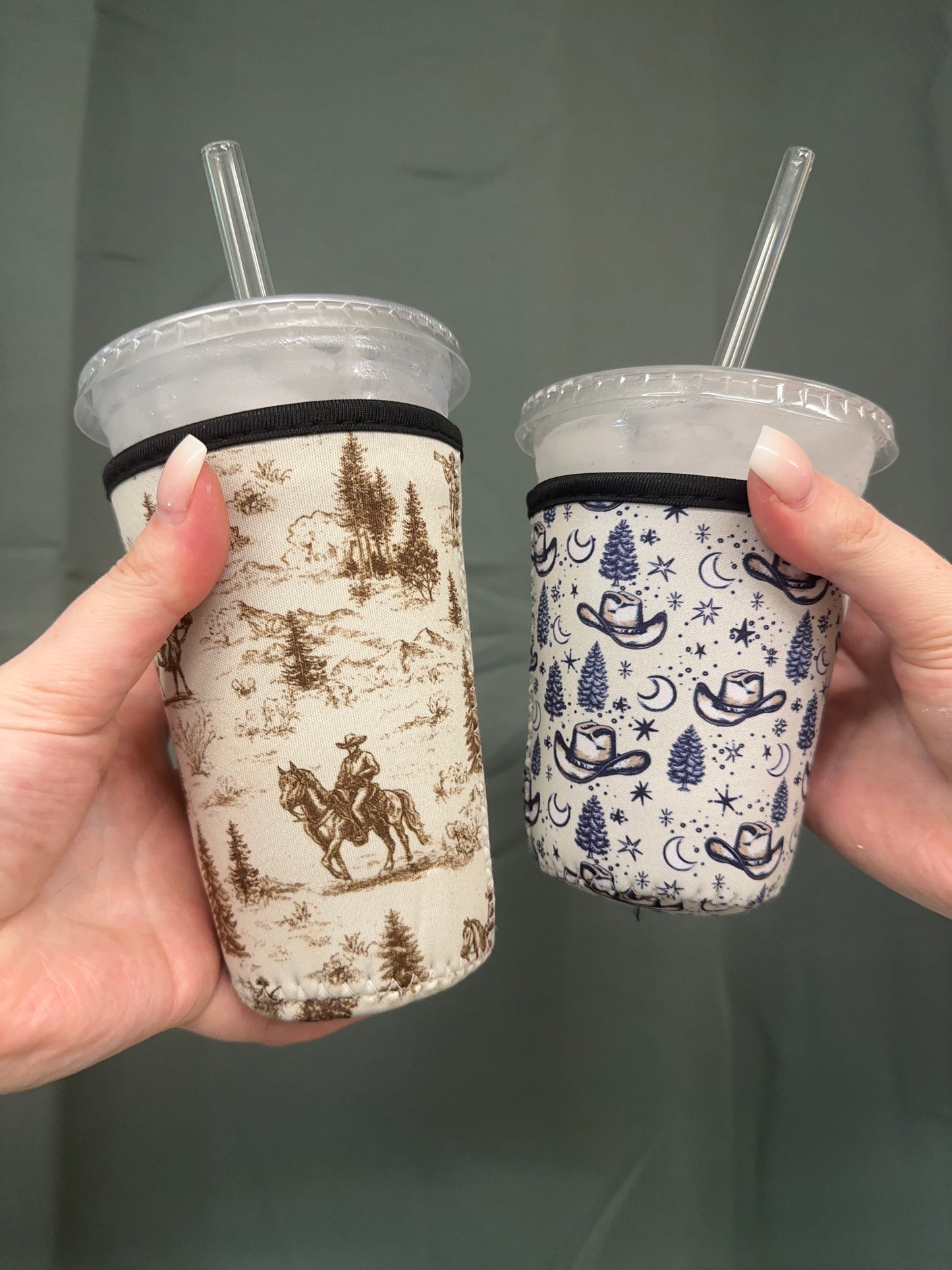 Western Cowboy Coffee Sleeve | Reusable Neoprene Iced Coffee Cup Cover (16–24oz)