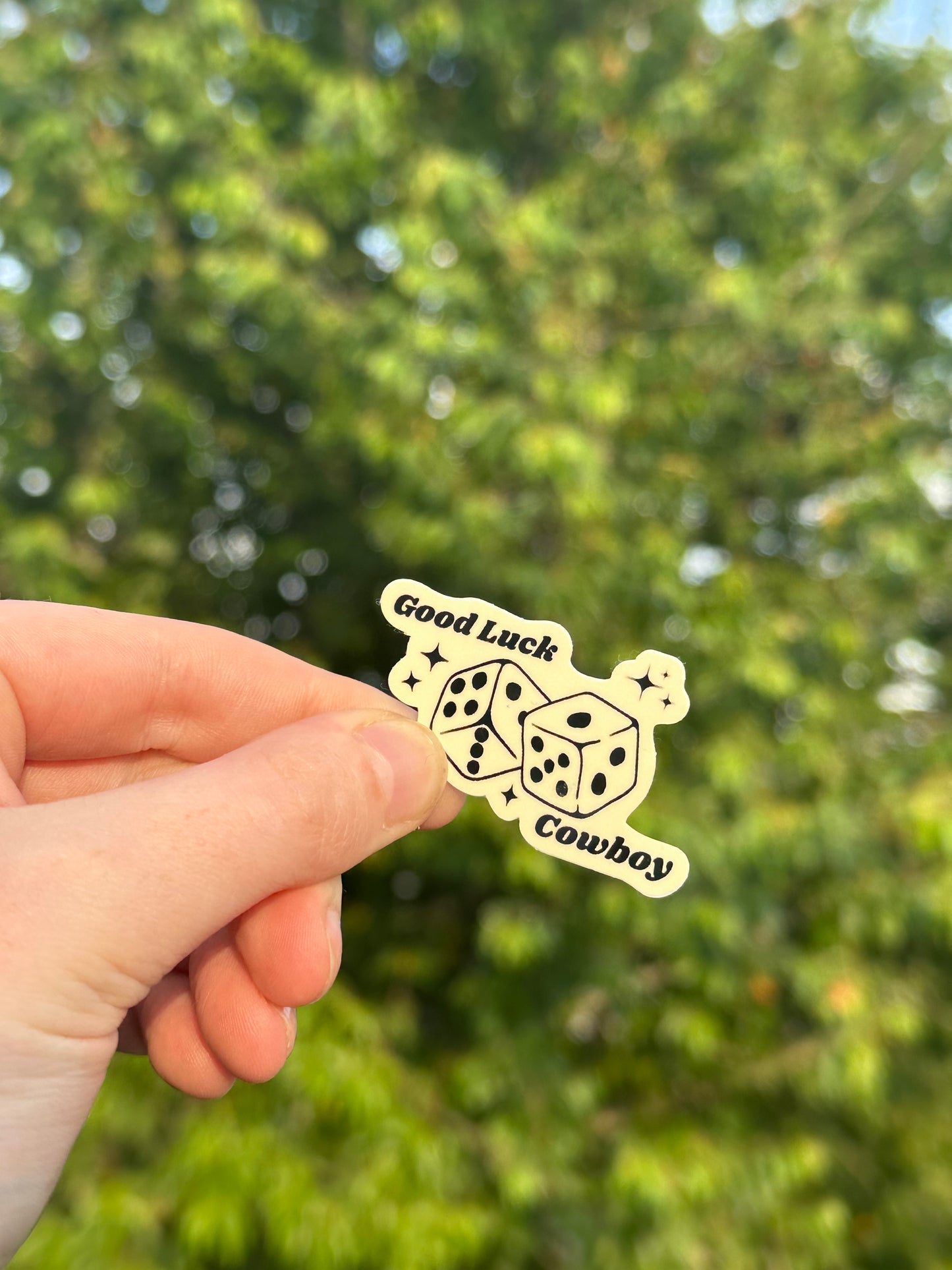 Good luck cowboy dice sticker