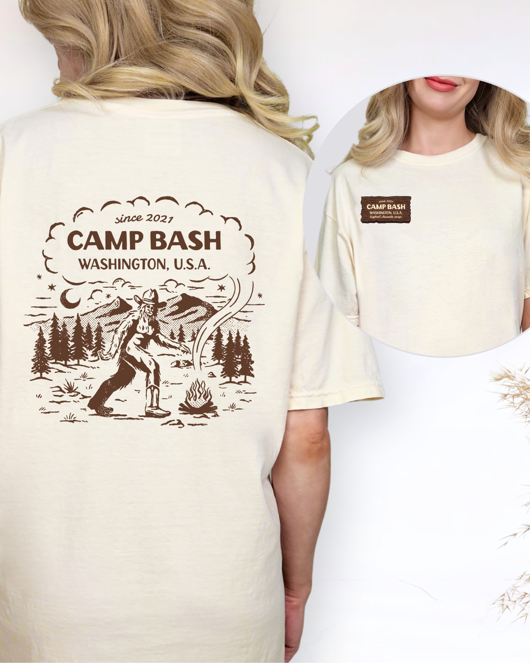 Camp Bash Bigfoot T-Shirt – Vintage Washington Bigfoot Camping Graphic Tee