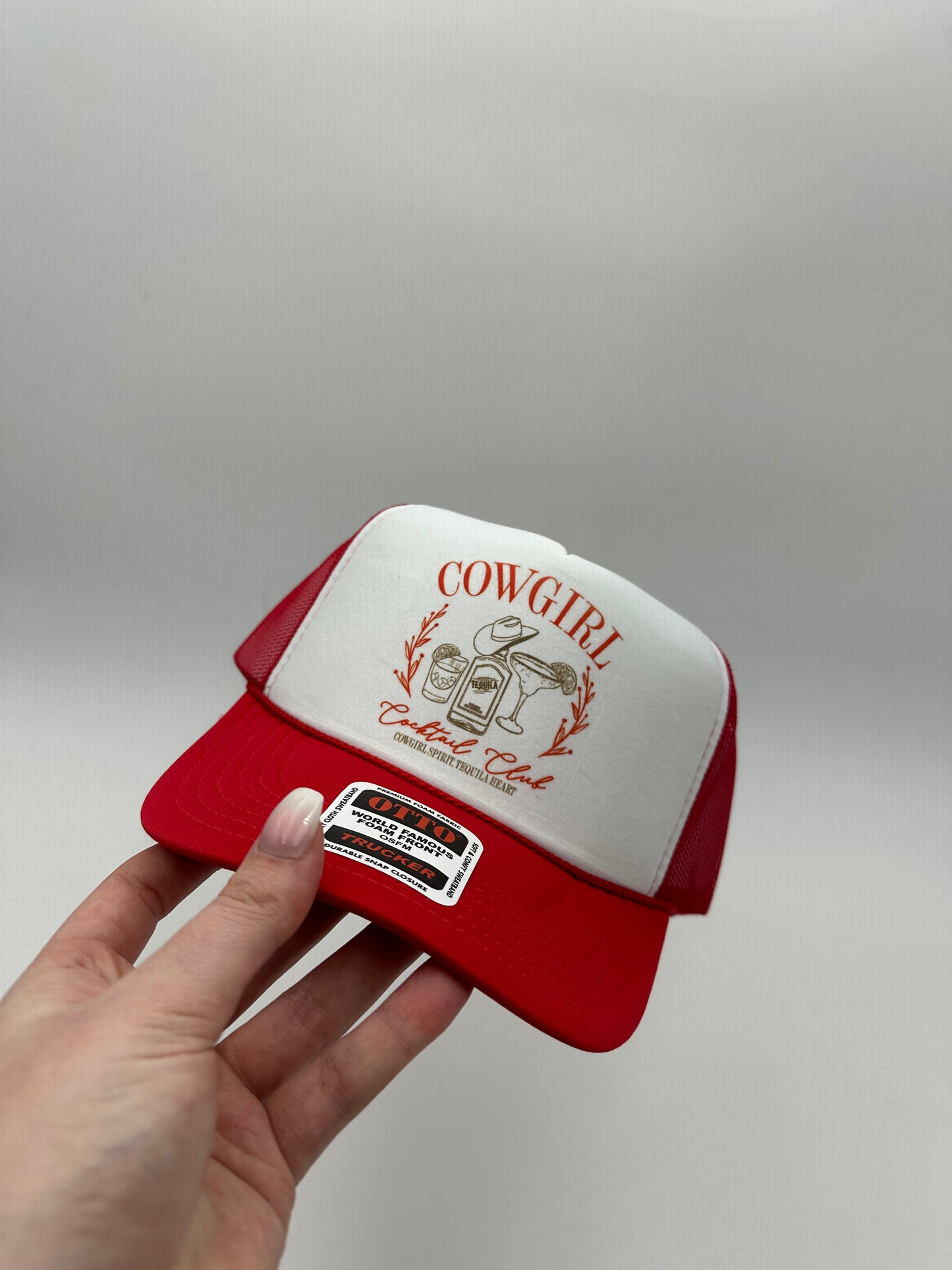 Cowgirl cocktail club trucker hat
