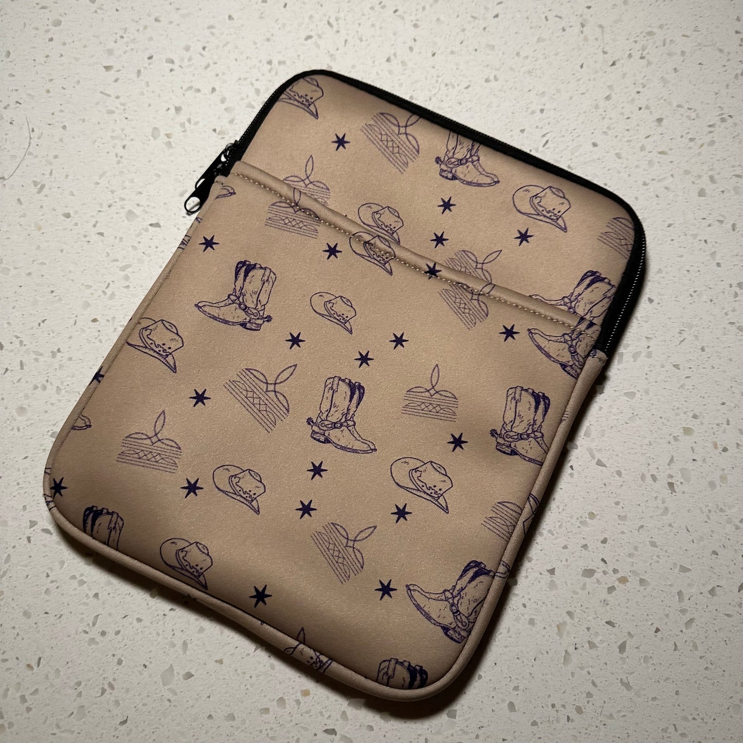 Book Sleeve | Tablet Sleeve | Neutral Cowboy pattern Western Cover