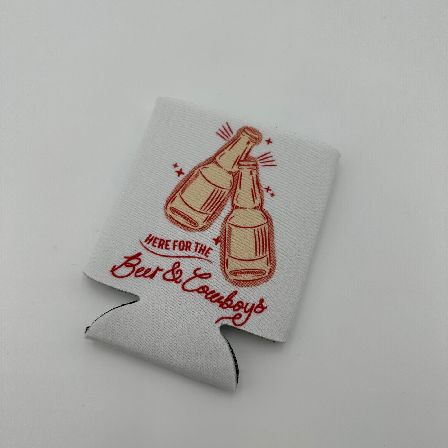 Here for the beer and cowboys can coozie | western koozie