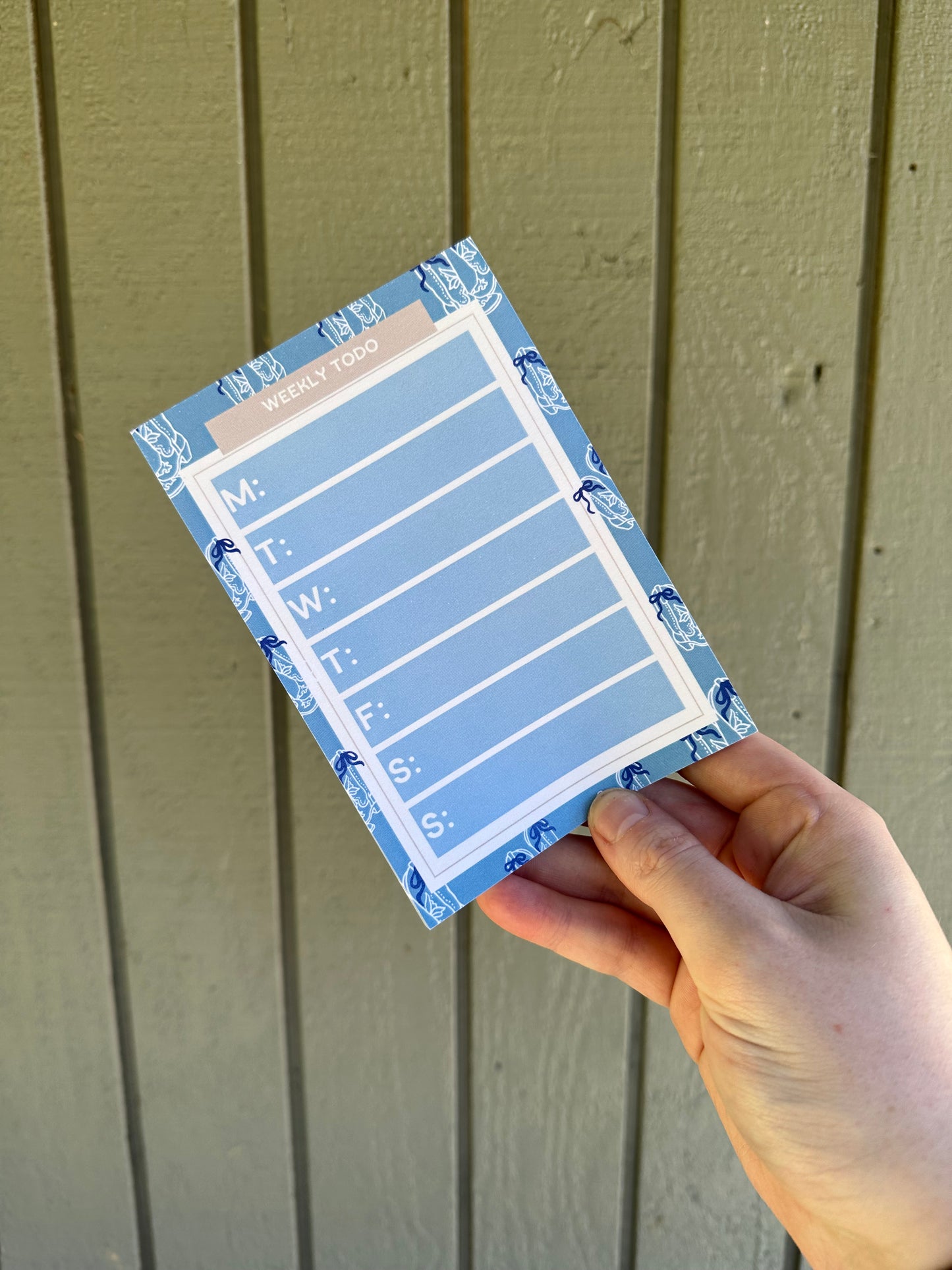 Blue boots weekly post-it note pad | western todo list