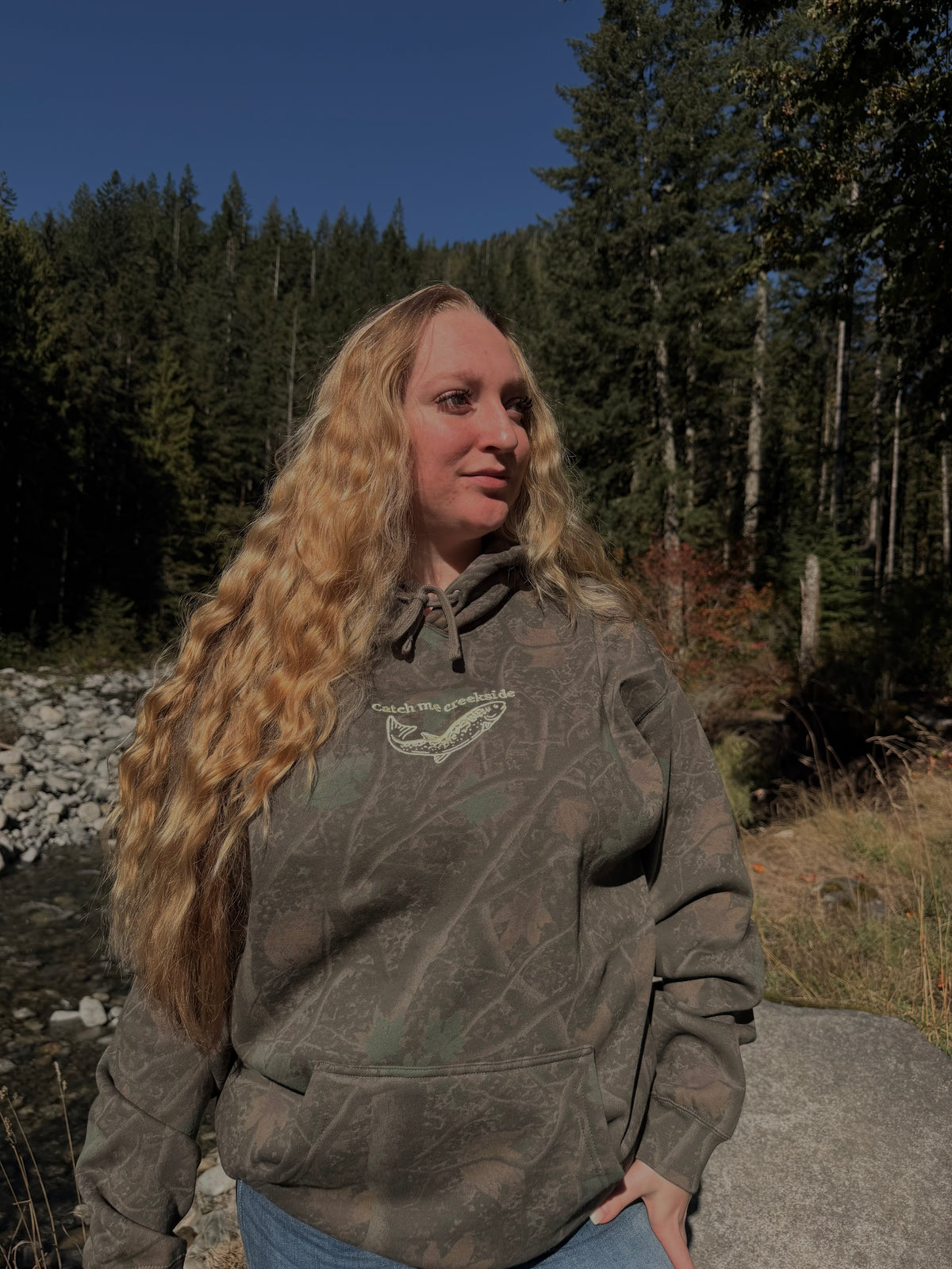 Catch me creekside camo embroidery hoodie