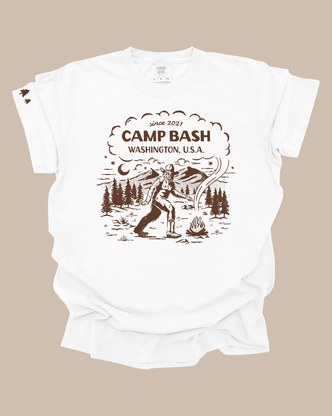 Camp BASH Bigfoot Comfort Colors® T-Shirt – PNW Sasquatch Camping Graphic