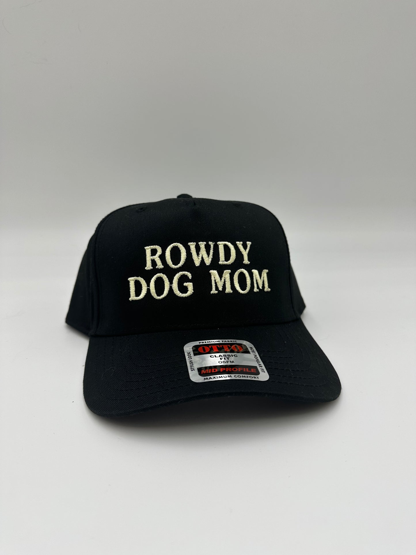 Rowdy Dog Mom Hat – Embroidered Black Trucker Cap for Dog Lovers & Western Style Moms