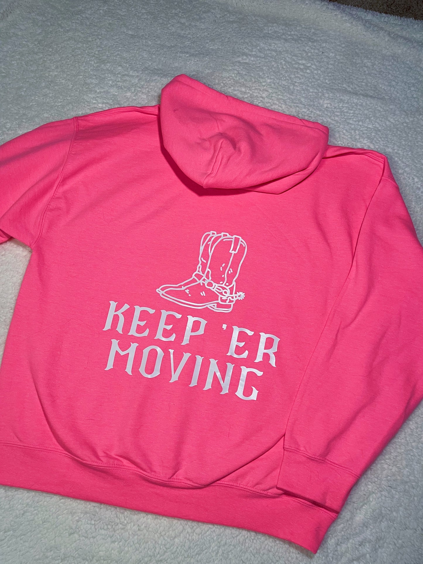 Keep ‘er moving hoodie | Hot pink western hoodie