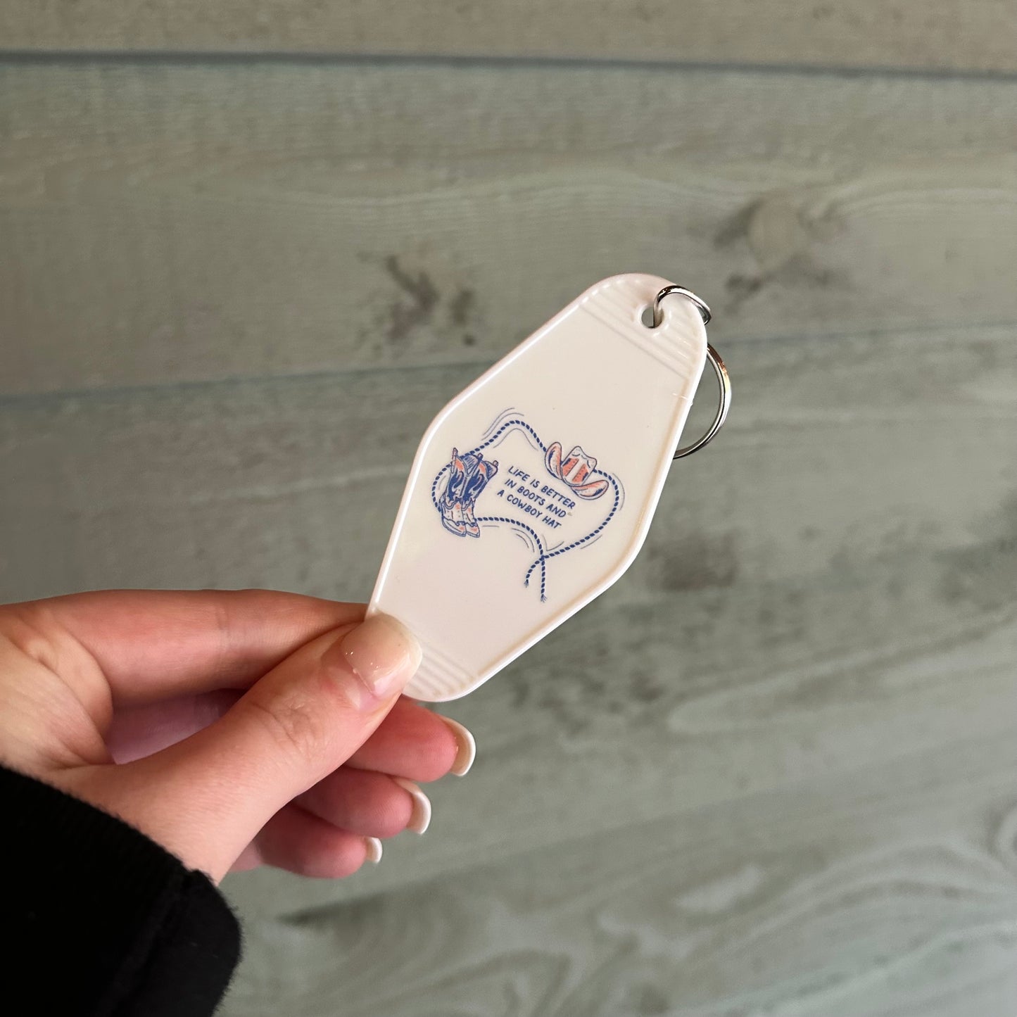 Boots and hat motel keychain | western keychain