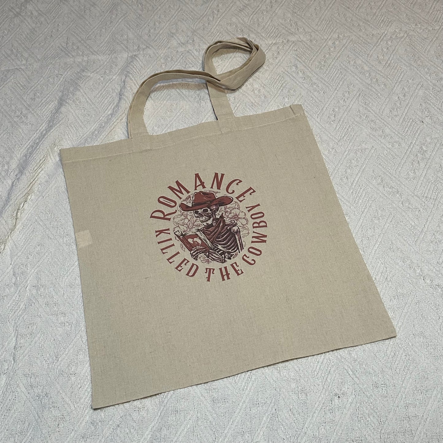 Romance killed the cowboy tote bag | Western tote bag | tote bag | book bag