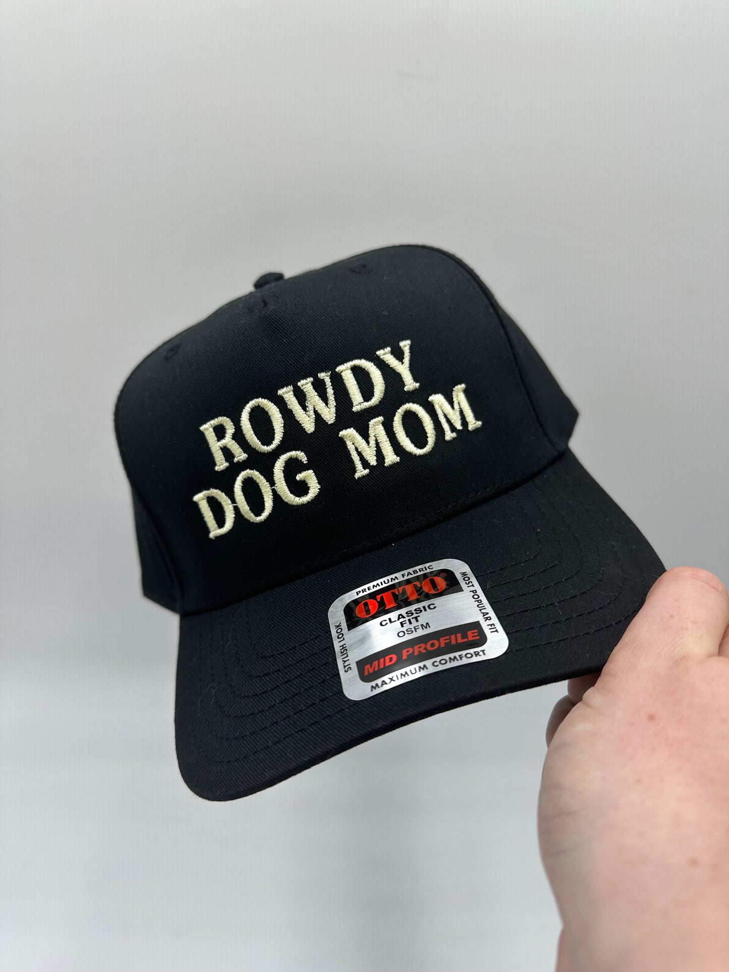 Rowdy Dog Mom Hat – Embroidered Black Trucker Cap for Dog Lovers & Western Style Moms