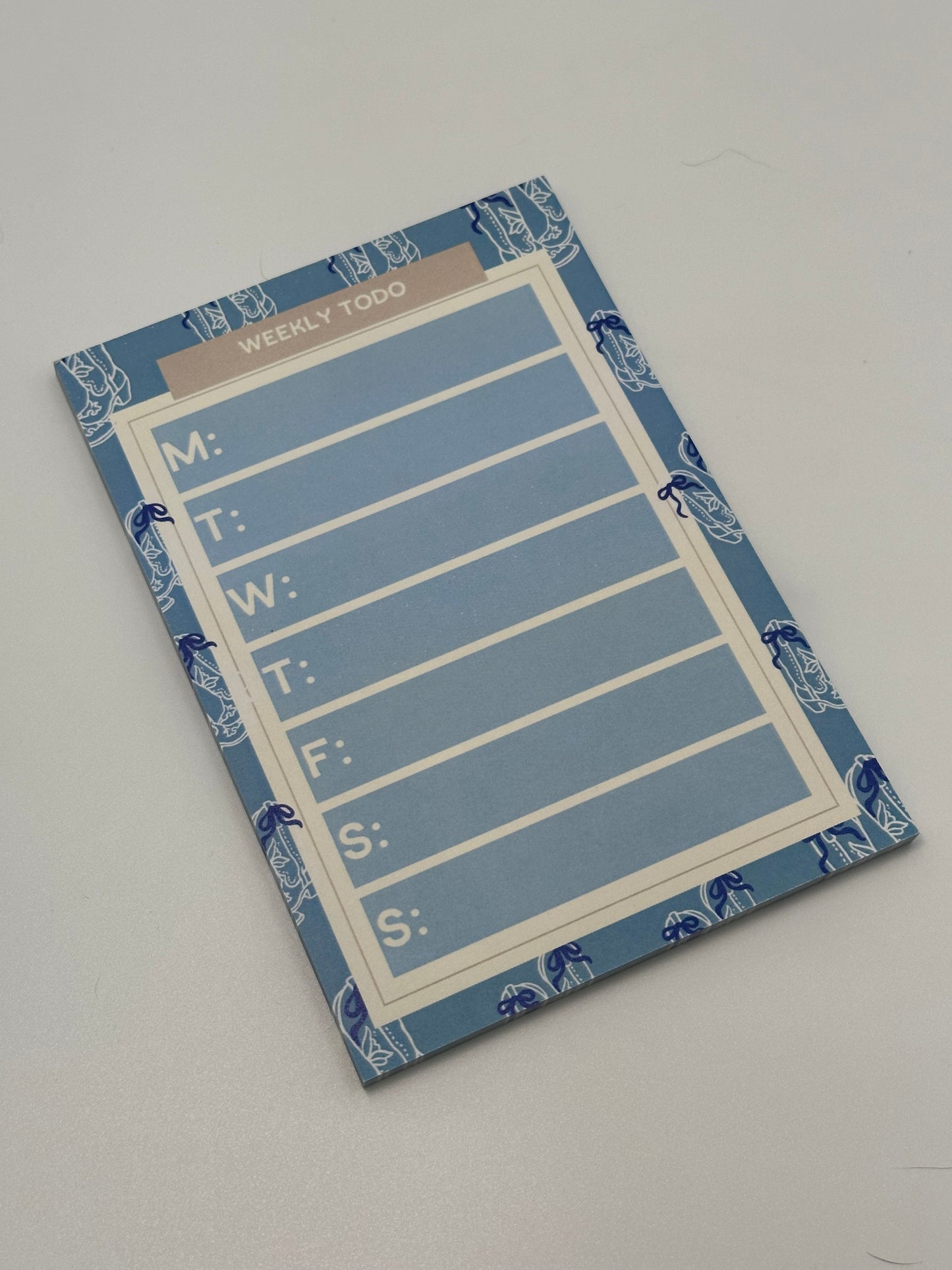 Blue boots weekly post-it note pad | western todo list