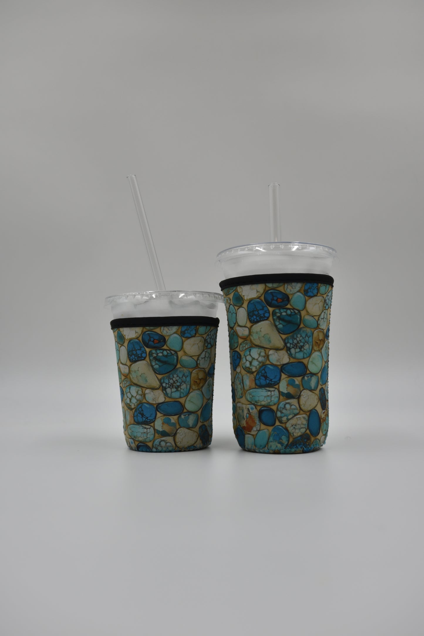 Turquoise stone Coffee Sleeve | Reusable Neoprene Iced Coffee Cup Cover 16-24oz Cowboy Print Eco-Friendly Insulator for Grande & Venti Cups