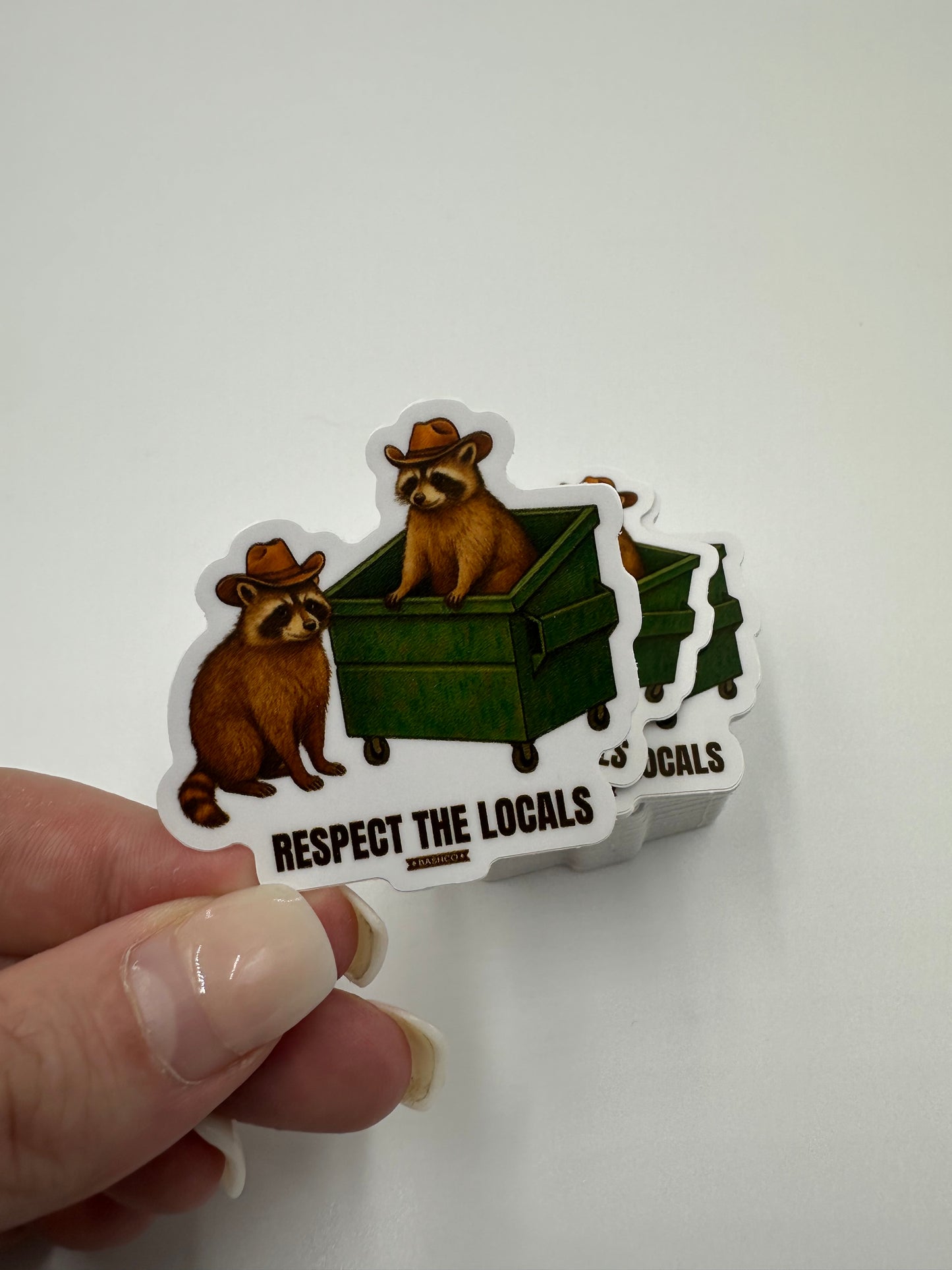 Respect the Locals Raccoon Sticker – 2x2” Durable Vinyl