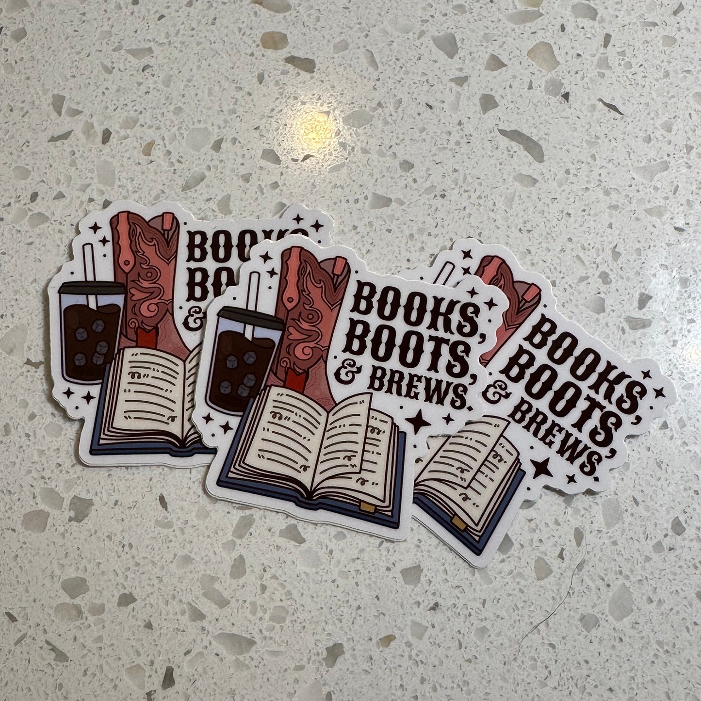 Books boots and brews sticker | coffee sticker | book sticker | western sticker
