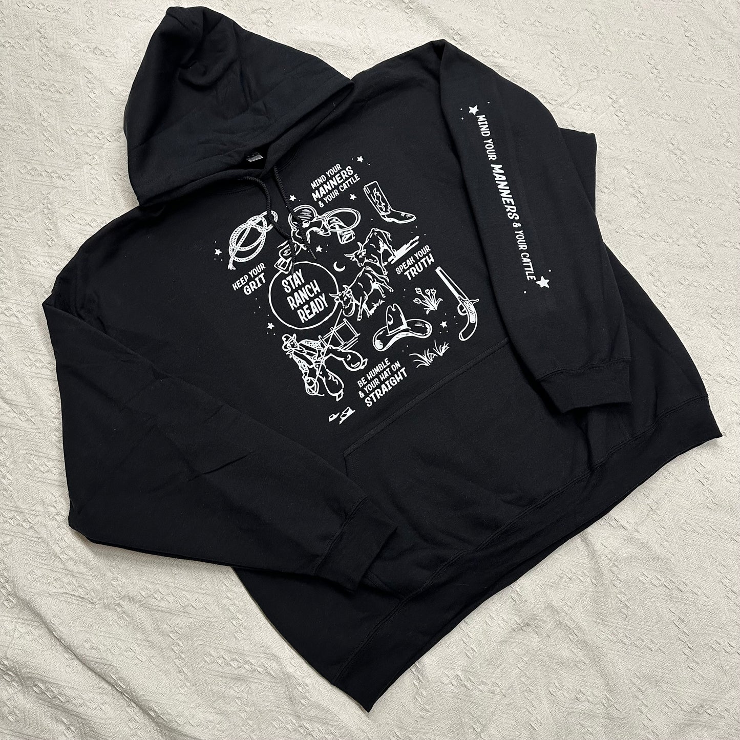 Mind Your Manners Western Graphic Hoodie | Stay Ranch Ready Pullover