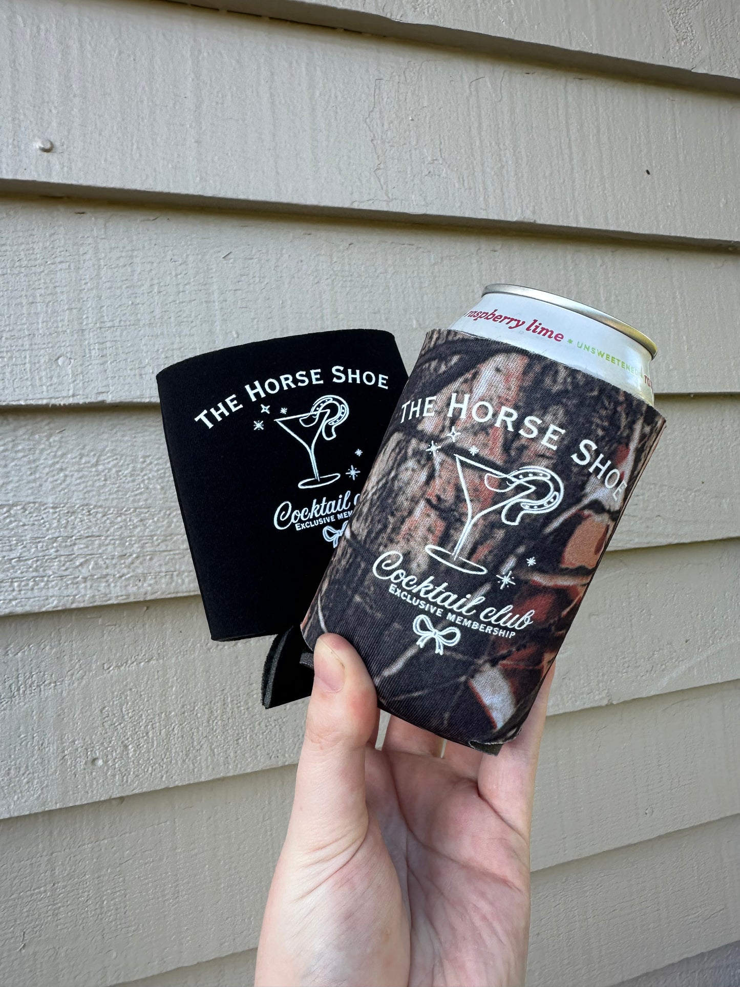 The Horse Shoe Cocktail Club Can Cooler | Western Beer Koozie