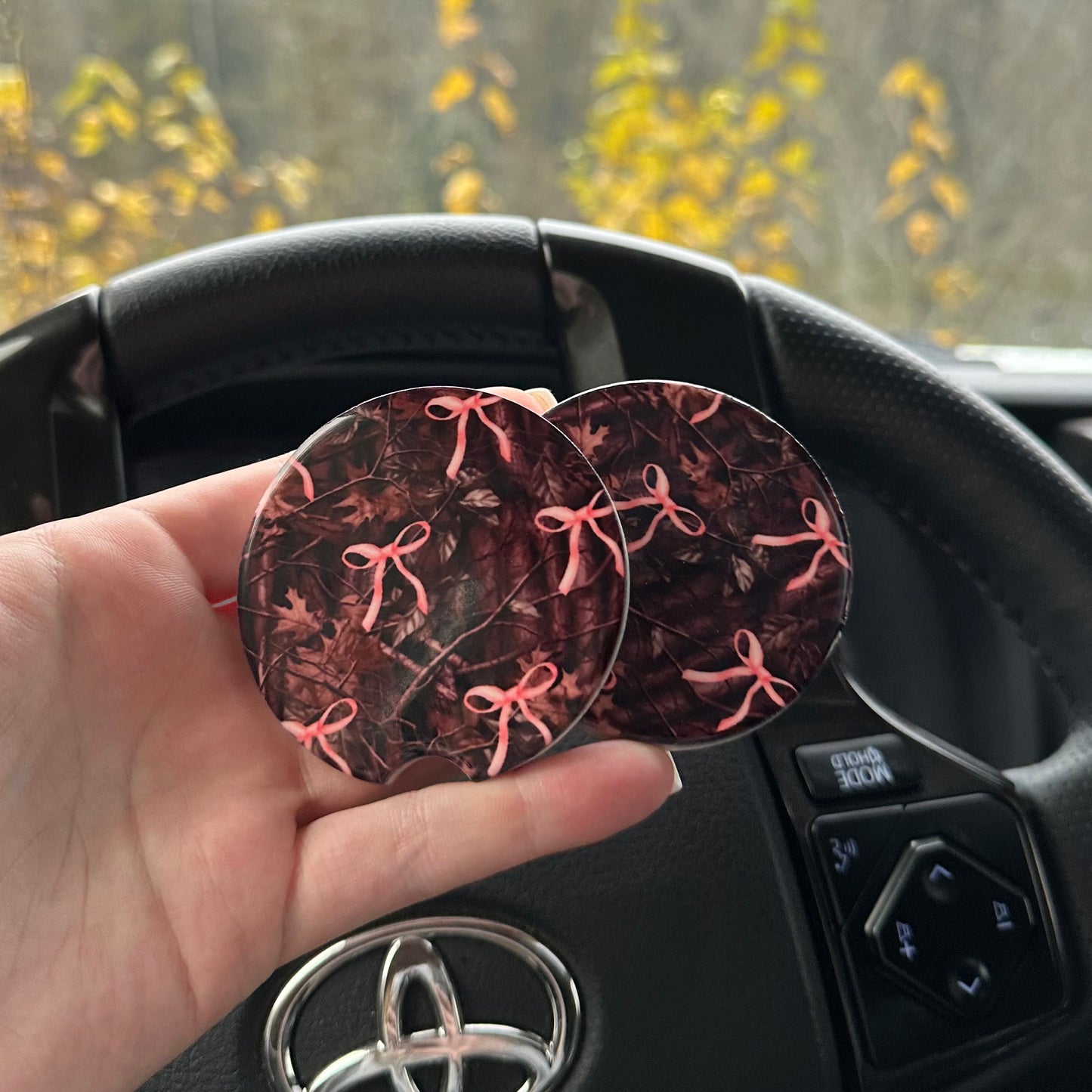 Camo Bow Car Coasters