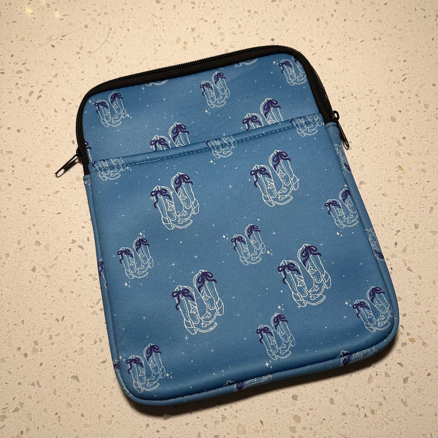 Book Sleeve | Tablet Sleeve | Blue Bow Boots Western Cover