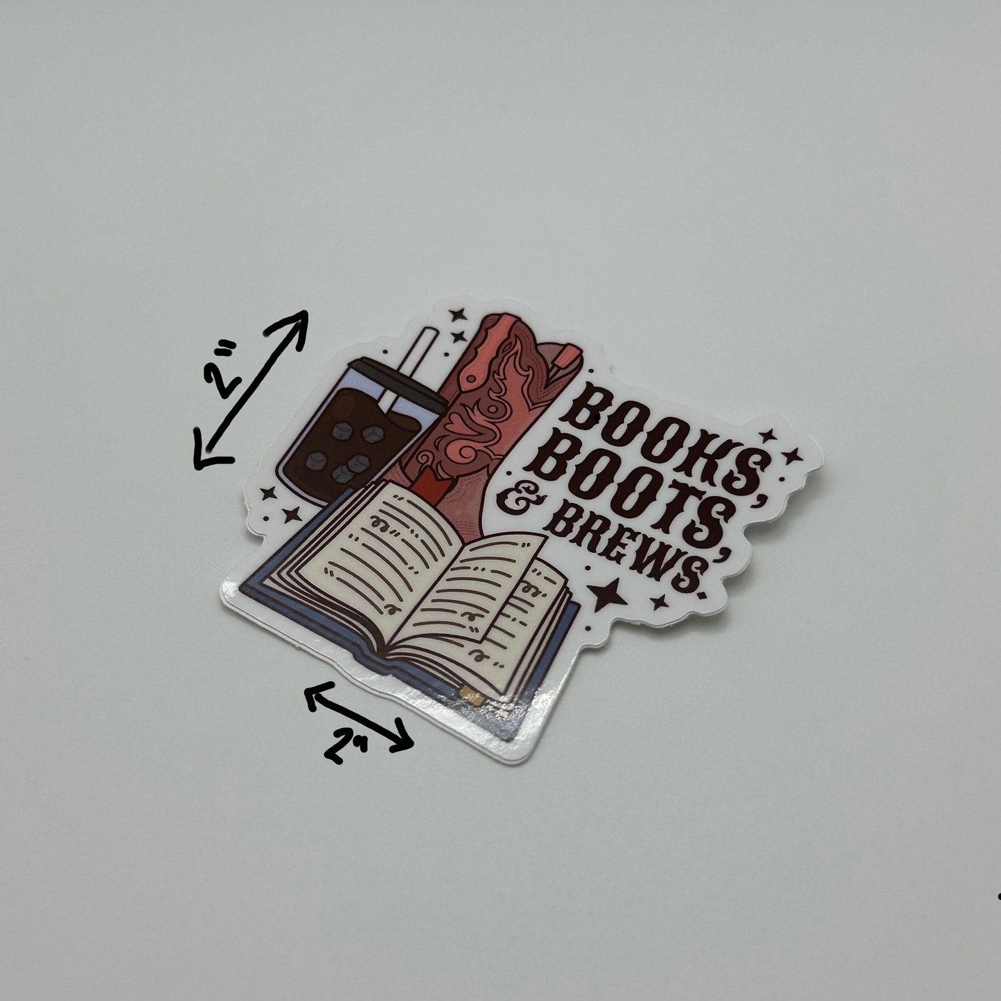 Books boots and brews sticker | coffee sticker | book sticker | western sticker