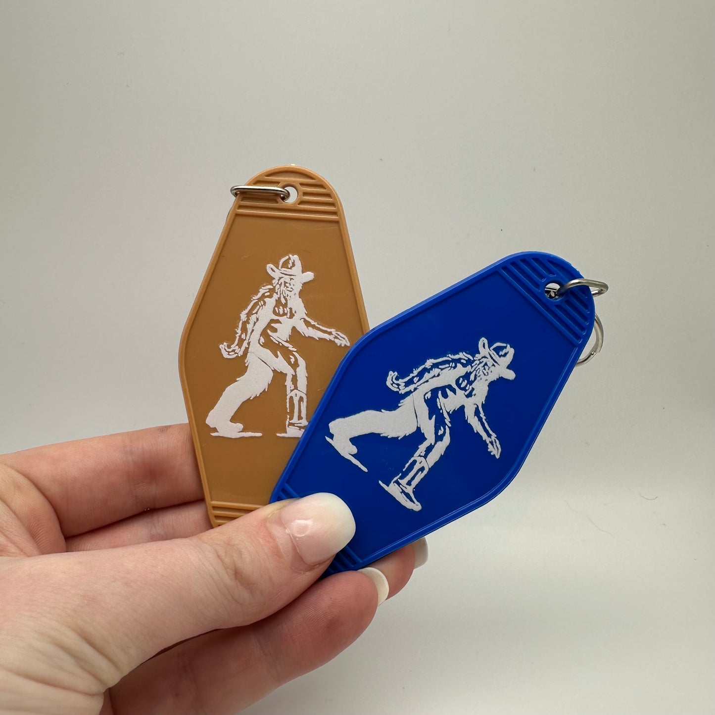 Cowboy Bigfoot motel keychain | western keychain