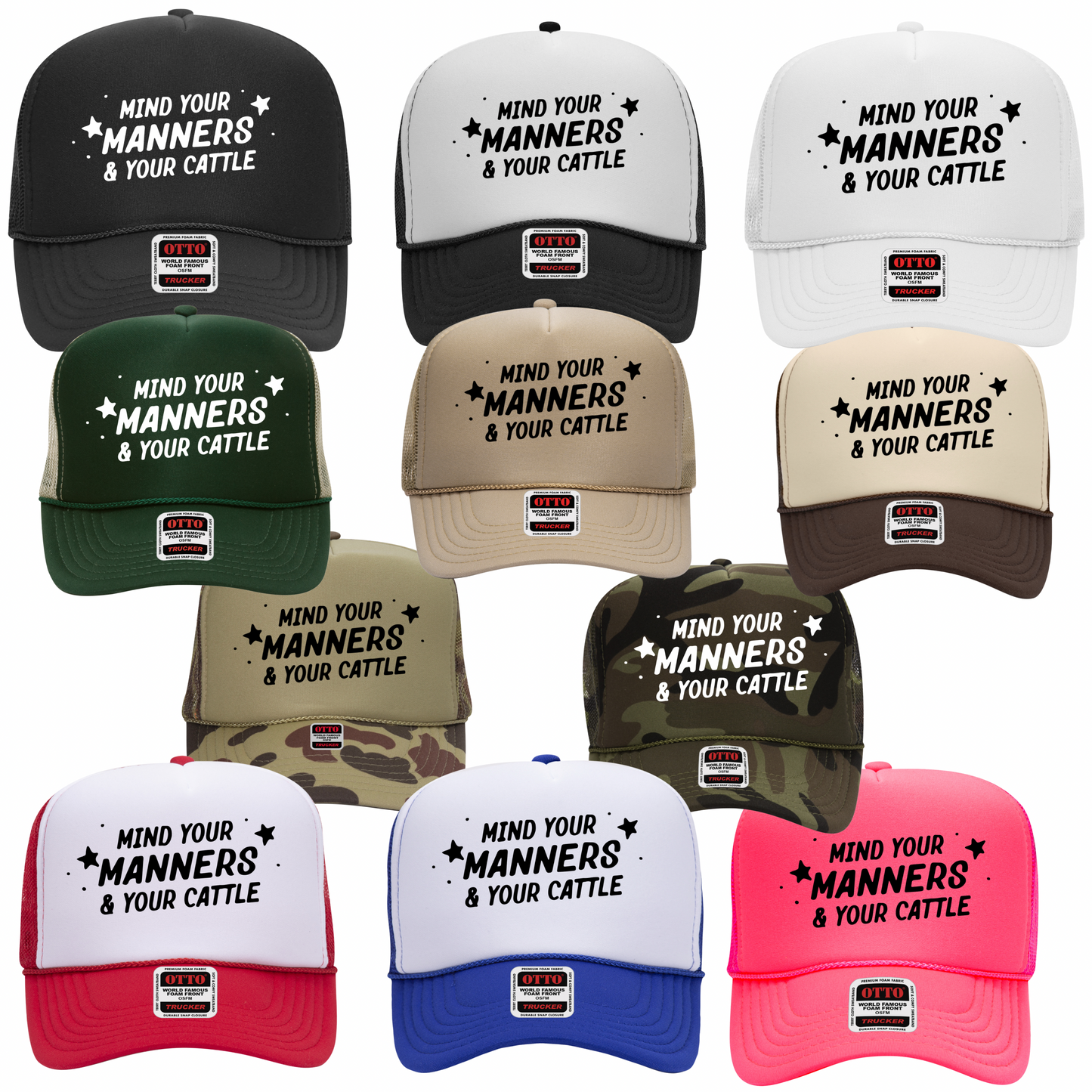 Mind Your Manners & Your Cattle Foam Trucker Hat | Western Snapback Hat