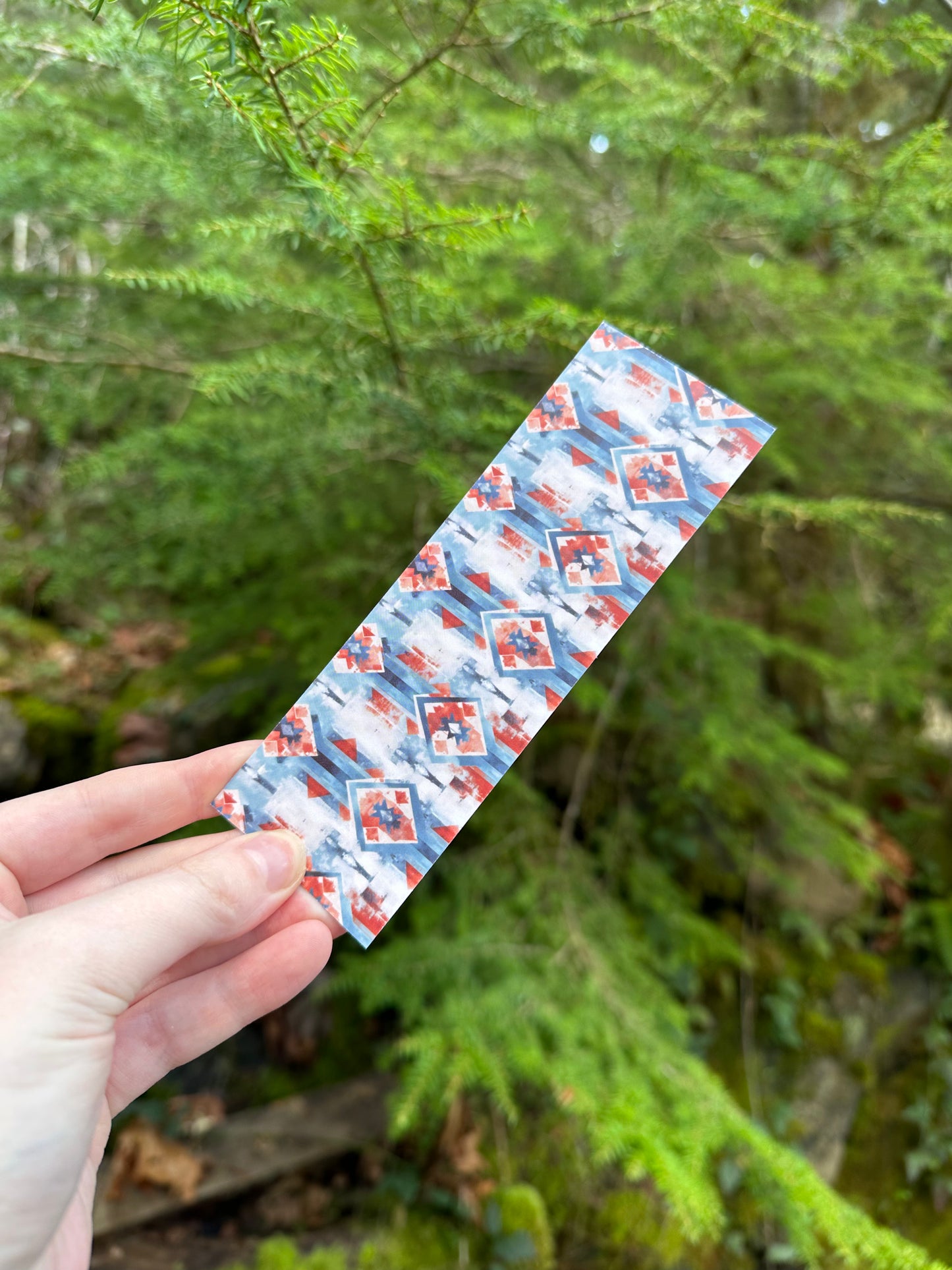 Blue aztec Paper Bookmark | Western Bookmark