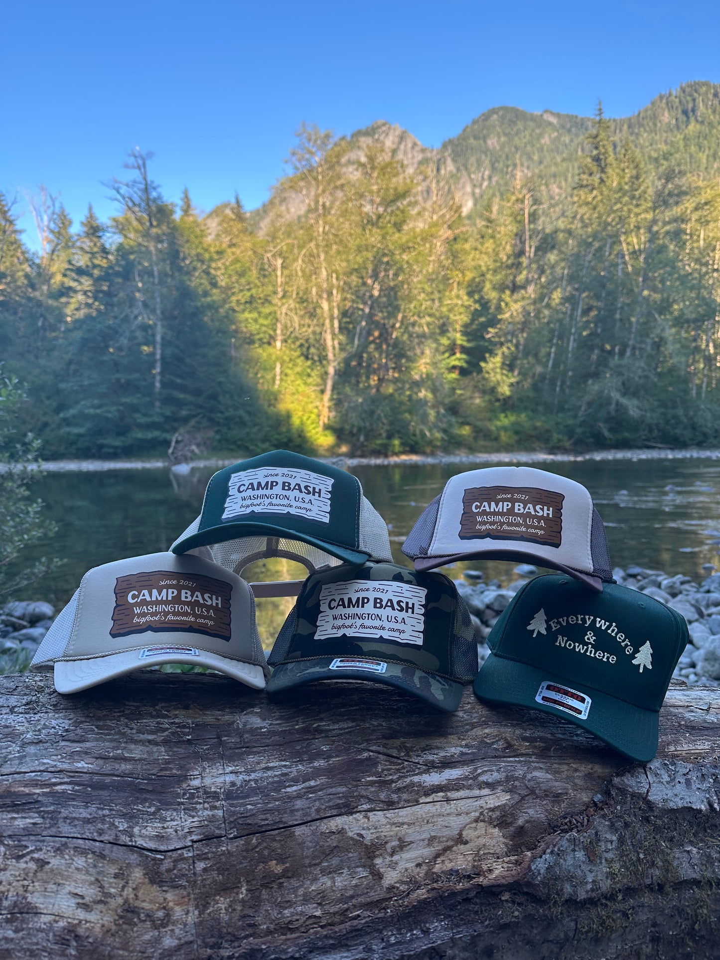 Camp BASH Bigfoot Otto Trucker Hat – PNW Snapback Cap (Multiple Colors)