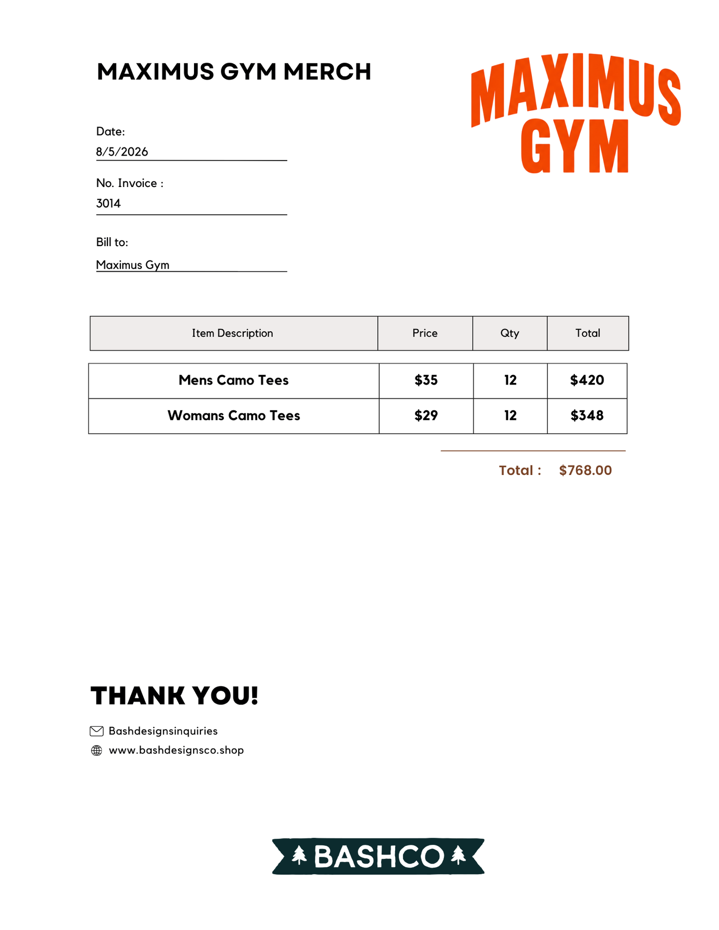 Maximus Gym Custom Camo Tees