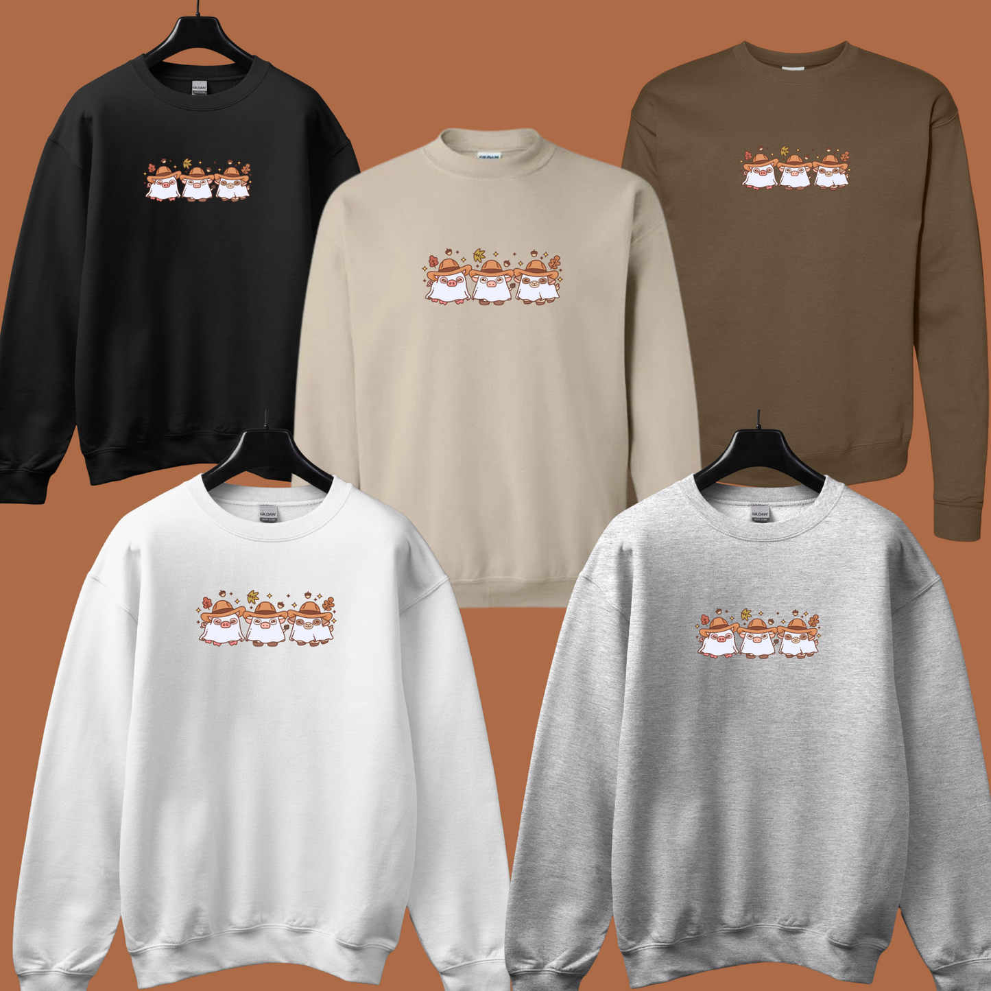 Cowboy farm animal Ghost Crewneck – Fall Western Gildan Unisex Sweatshirt