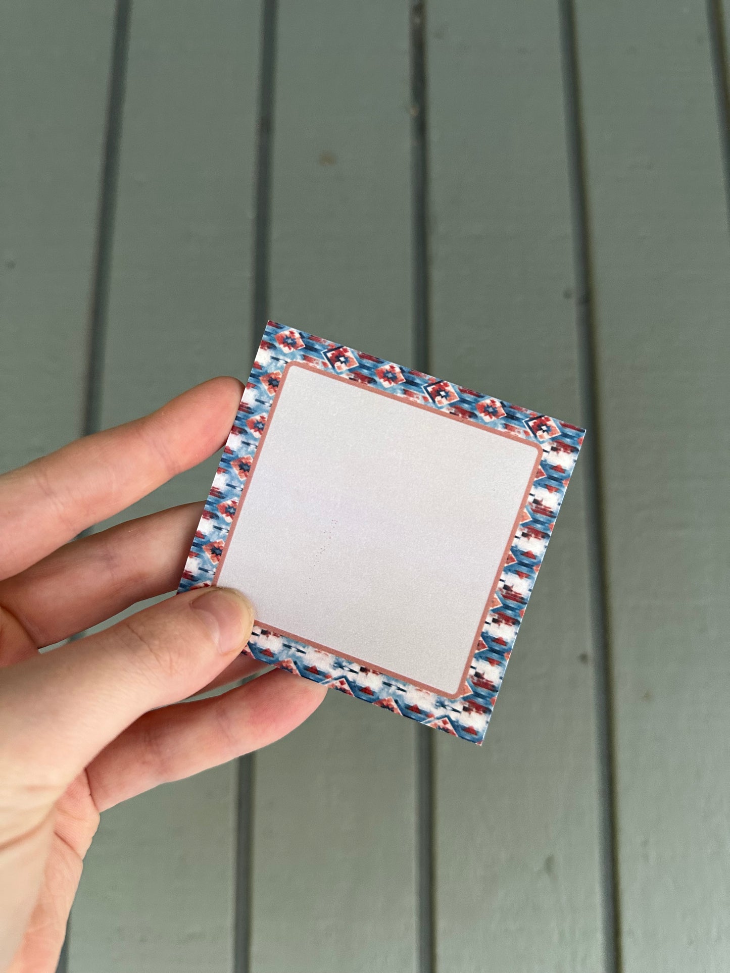 Blue aztec small post-it note pad | western todo list