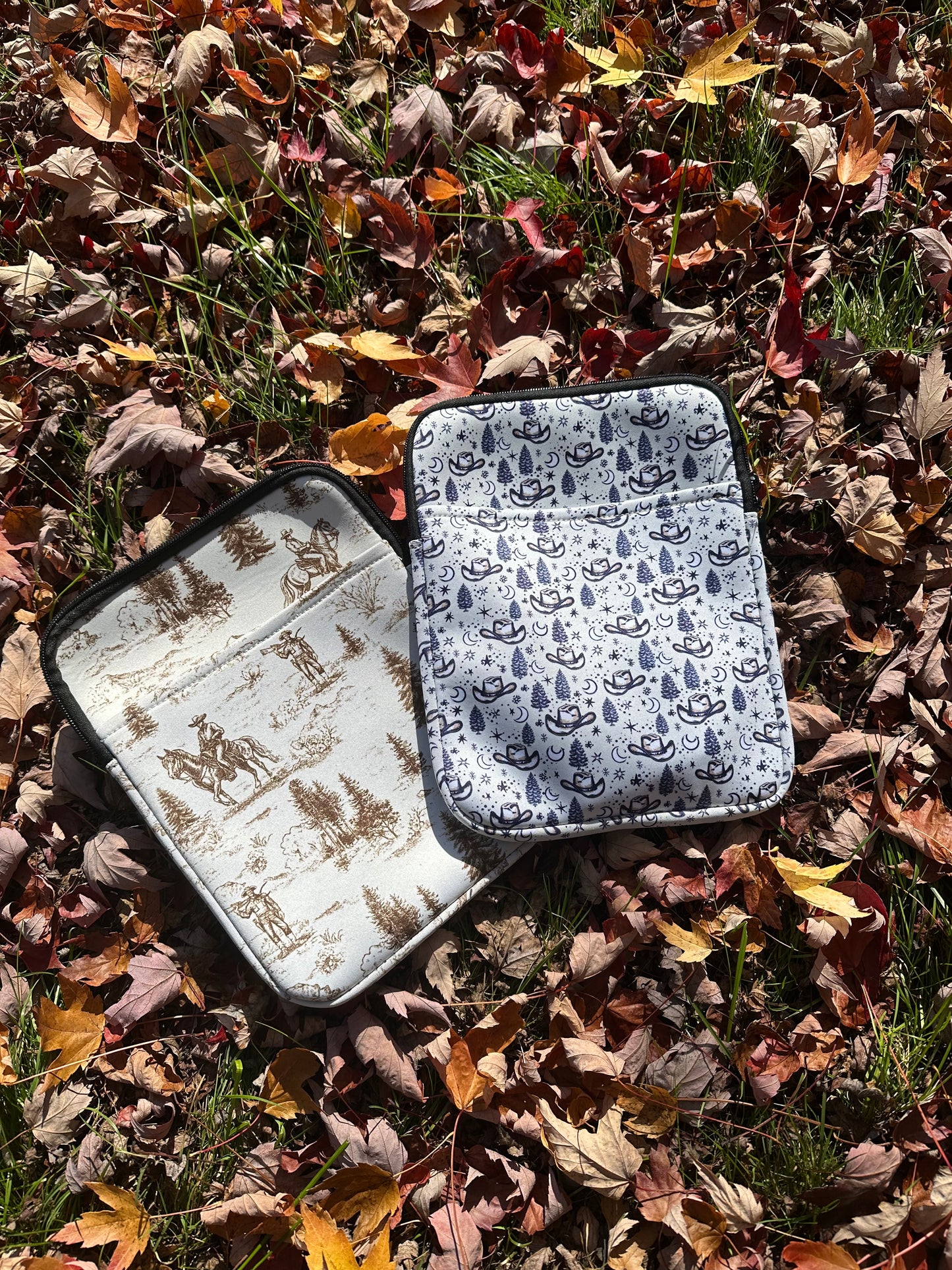 Midnight Cowboy Print Book & Tablet Sleeve – Western Cowgirl Starry Night Design