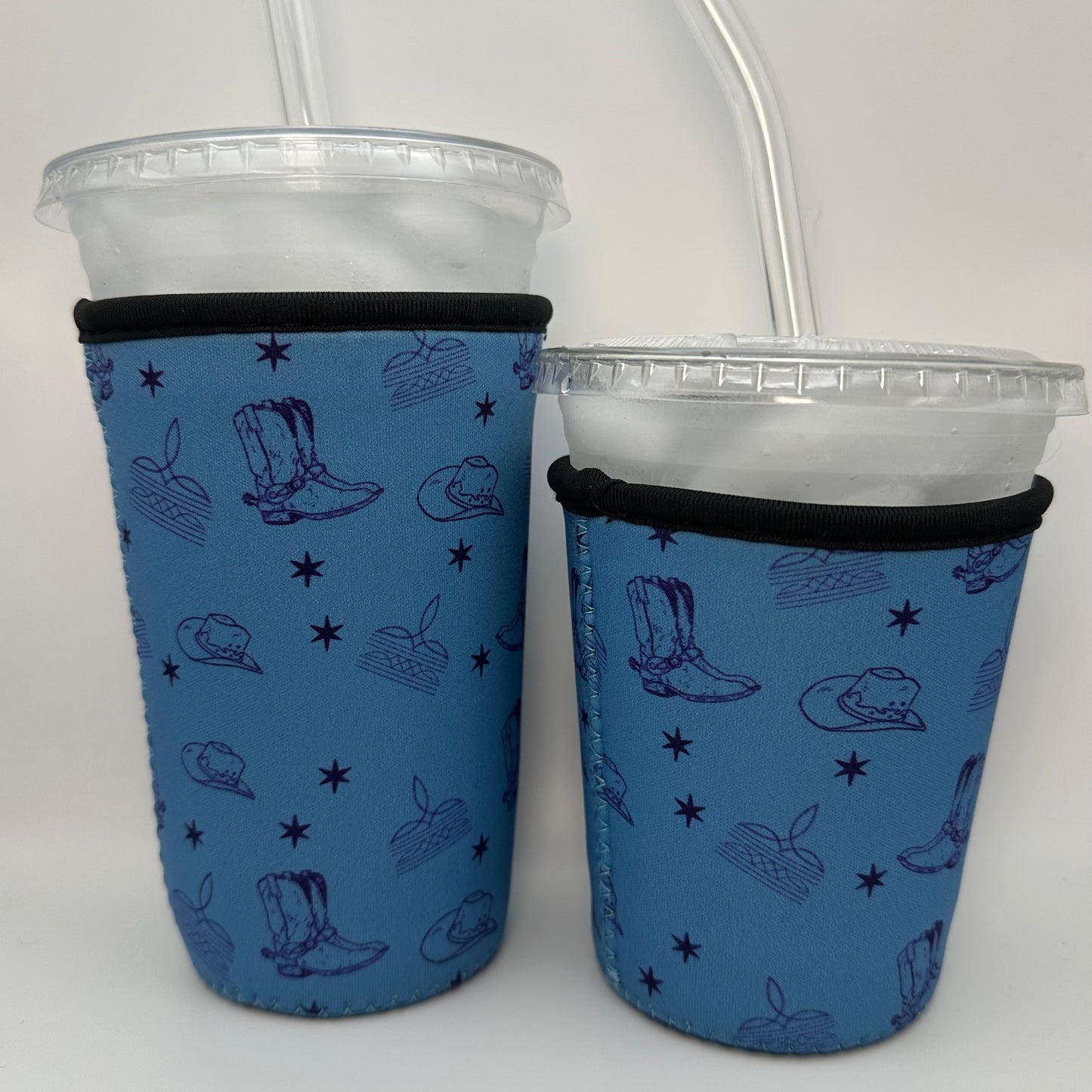 Blue Cowboy boots patterned Iced Coffee Cover | Iced Coffee Koozie