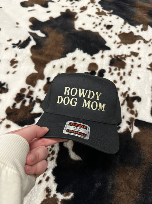 Rowdy Dog Mom Hat – Embroidered Black Trucker Cap for Dog Lovers & Western Style Moms