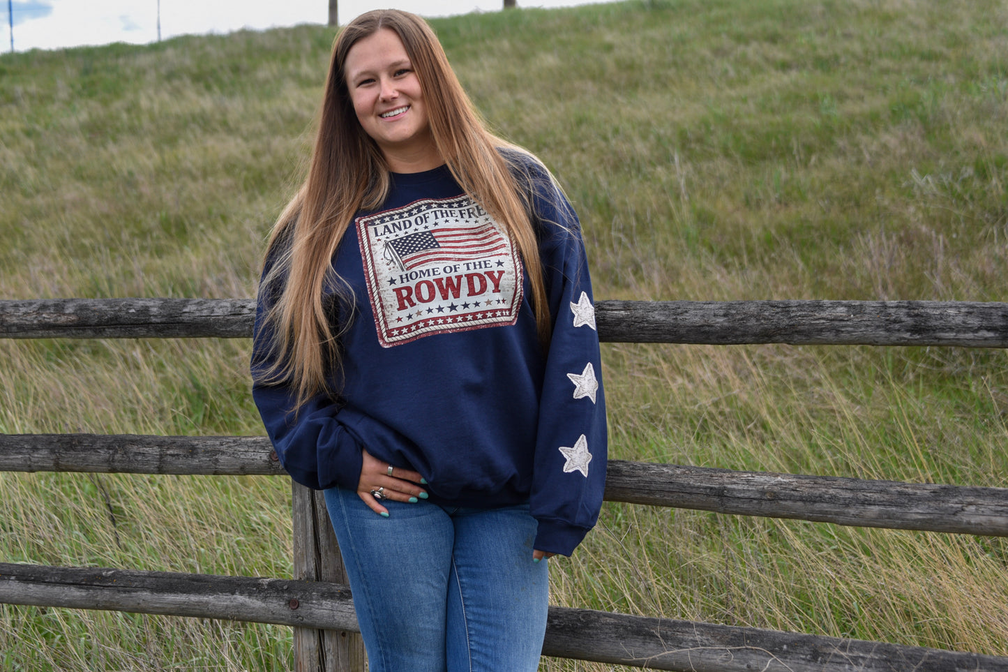 Land of the Free Home of the Rowdy Crewneck | Patriotic Western Sweatshirt | Americana Gildan Crewneck | 4th of July Crew