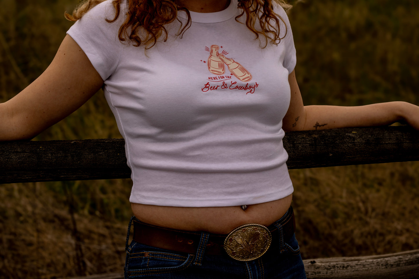 Beer and cowboys baby tee