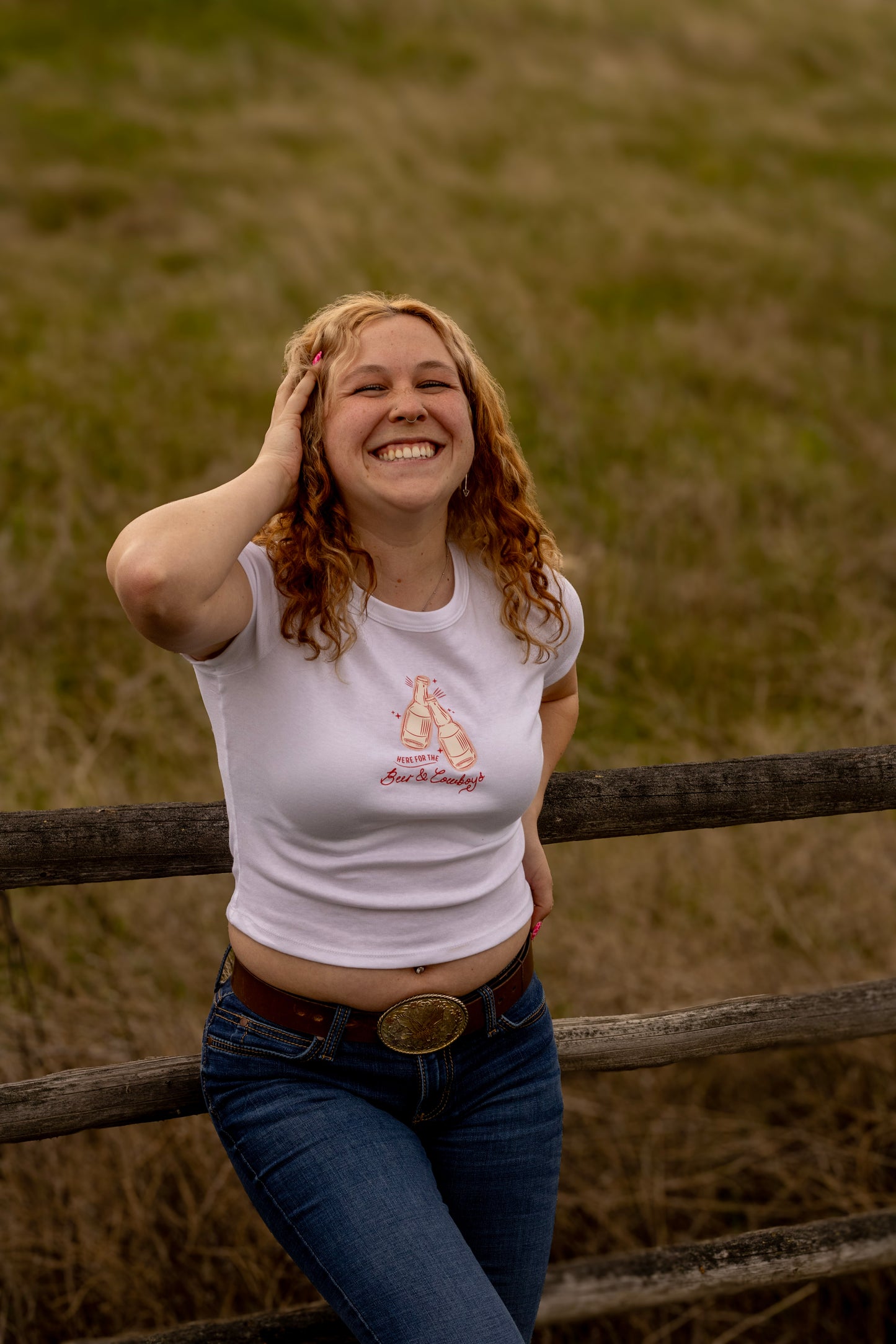 Beer and cowboys baby tee