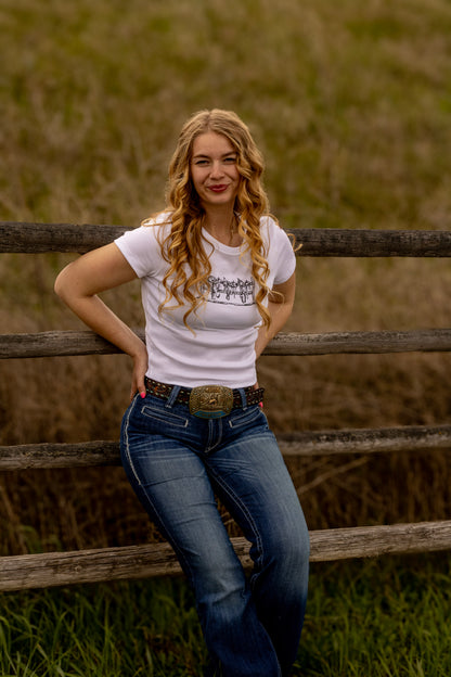 Saddles Up Cropped Tee - Western Tack Tee