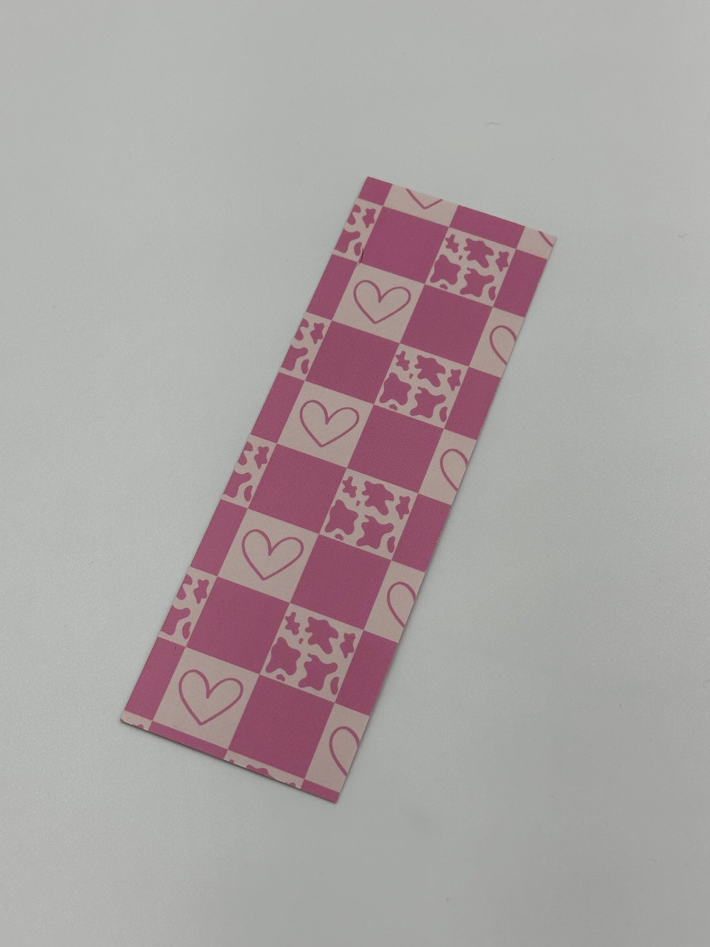 Pink cowprint checkered Paper Bookmark | Western Bookmark