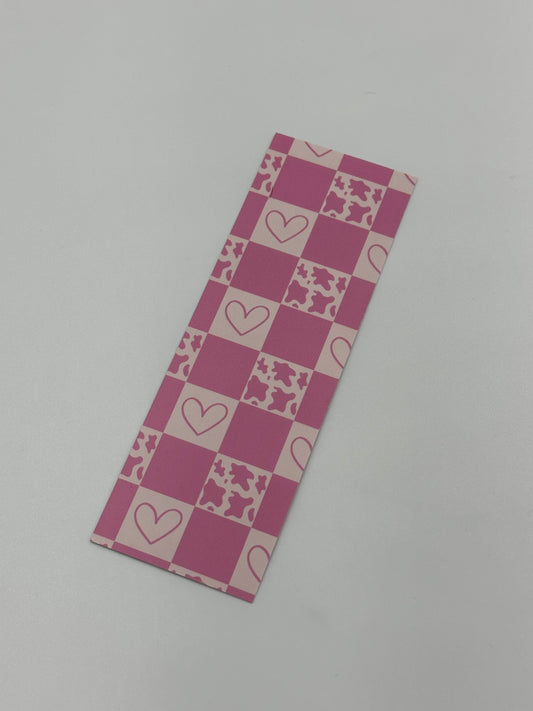 Pink cowprint checkered Paper Bookmark | Western Bookmark