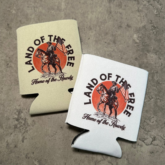 Land of the free can coozie | western koozie