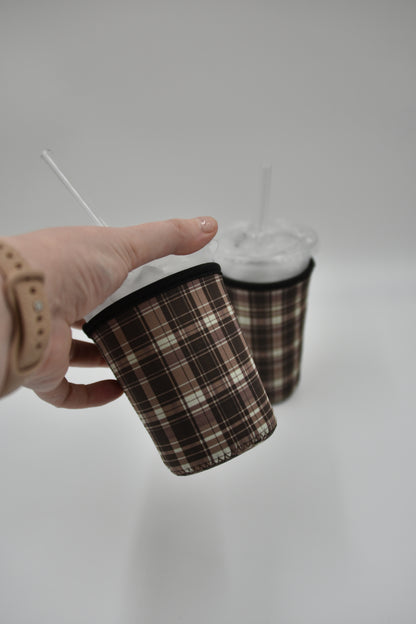 Plaid Coffee Sleeve | Reusable Neoprene Iced Coffee Cup Cover 16-24oz Cowboy Print Eco-Friendly Insulator for Grande & Venti Cups