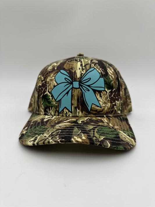 Camo turquoise bow baseball hat | western hat