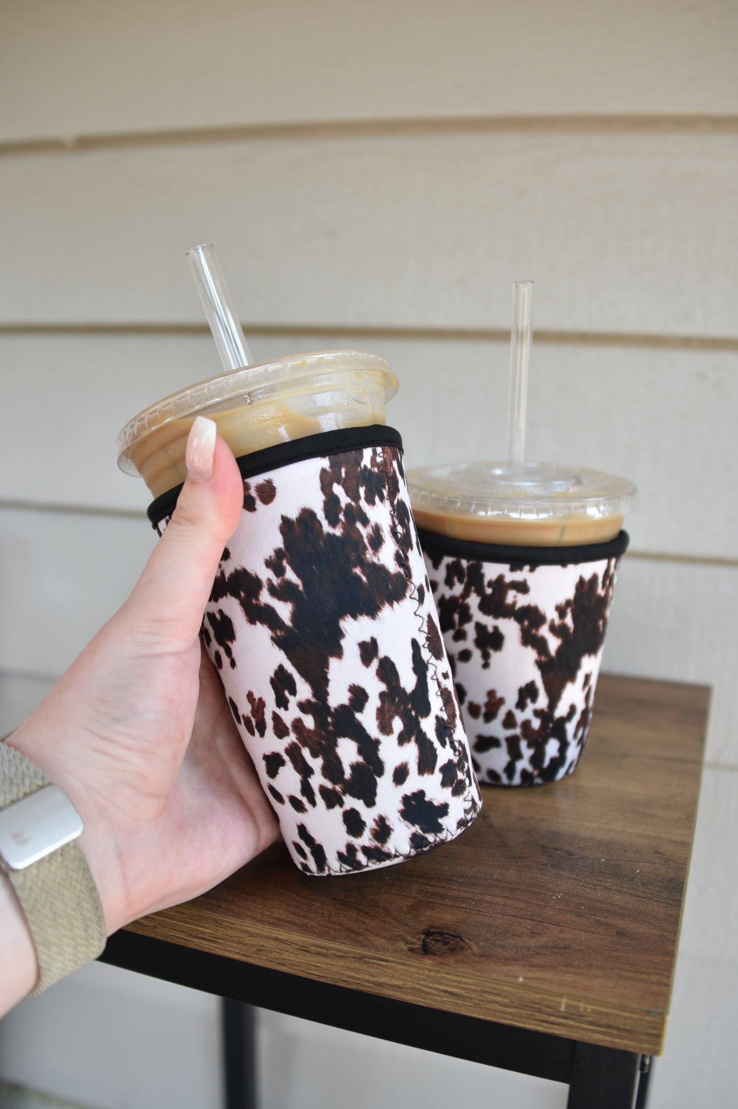 Cow Print Coffee Sleeve | Reusable Neoprene Iced Coffee Cup Cover (16–24oz)