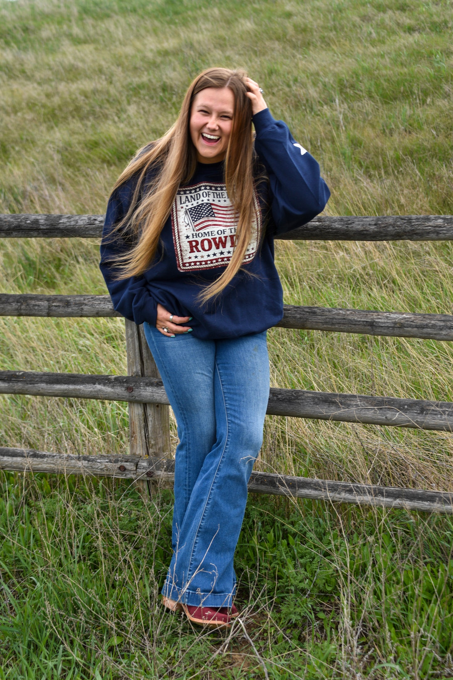 Land of the Free Home of the Rowdy Crewneck | Patriotic Western Sweatshirt | Americana Gildan Crewneck | 4th of July Crew