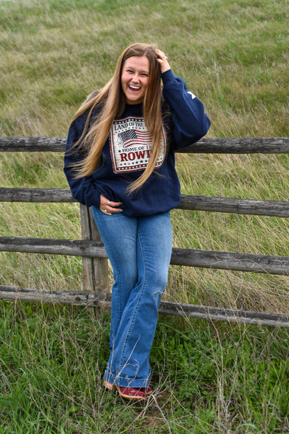 Land of the Free Home of the Rowdy Crewneck | Patriotic Western Sweatshirt | Americana Gildan Crewneck | 4th of July Crew
